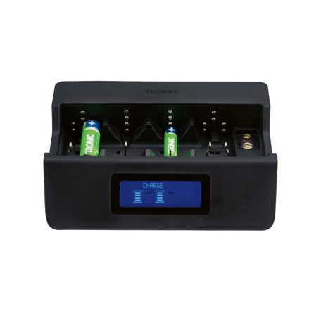 Tronic TAL 1000 B3 A1 AA / AAA / C / D / 9V Ni-MH és Ni-Cd digitális akkutöltő, akkumulátor töltő LCD kijelzővel akár 8 db akkumulátor egyidejű töltéséhez (479708)