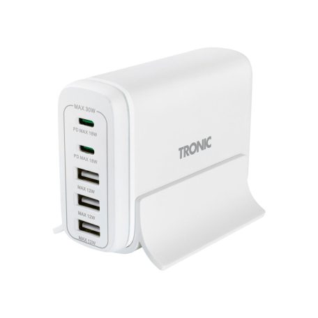 Tronic TUL 2 A1 5 portos 30W USB / USB-C töltőállomás PD (Power Delivery) 18W QuickCharge gyorstöltő porttal 5V 3A / 9V 2A / 12V 1.5A fehér / fekete