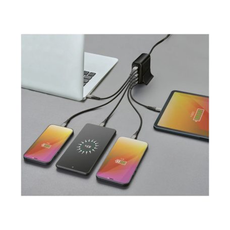 Tronic TUL 2 A1 5 portos 30W USB / USB-C töltőállomás PD (Power Delivery) 18W QuickCharge gyorstöltő porttal 5V 3A / 9V 2A / 12V 1.5A fehér / fekete
