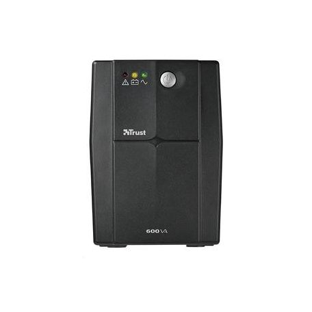 Trust 17681 Black AVR 600VA / 300W UPS, kompakt, fekete szünetmentes tápegység 12V 7Ah zselés akkumulátorral