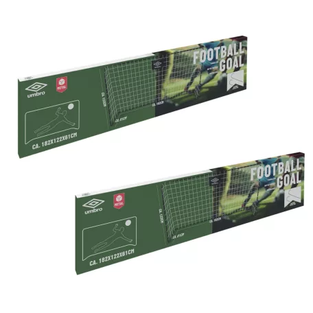 UMBRO 268811 SZETT, 2 db fémvázas focikapu 182 x 122 x 61 cm gyermek focikapu hálóval, futballkapu, edzőkapu pár