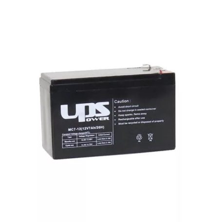 UPS Power 12V 7Ah zselés akkumulátor, pótakku GardenMaster / Straus / Daewoo elektromos, akkumulátoros, 12V akkus háti permetezőhöz