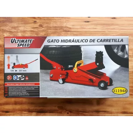 Ultimate Speed hidraulikus 2T (2 tonnás) autó emelő, krokodilemelő 135 - 357 mm emelési magaság, piros (500533)