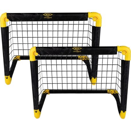Umbro 2 db 50 x 44 x 44 cm műanyag, összecsukható gyermek focikapu SZETT hálóval, futballkapu pár, 2 db gyerek edzőkapu (Foldable Football Goal 26877)