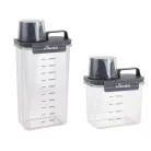 Vileda Easy Home 2 az 1-ben mosószer / mosópor tároló és adagoló doboz készlet 1100 ml (kicsi) + 2300 ml (nagy) tartály szett 150 ml adagoló kupakkal