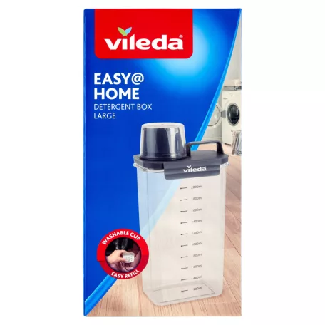 Vileda Easy Home 2 az 1-ben mosószer / mosópor tároló és adagoló doboz készlet 1100 ml (kicsi) + 2300 ml (nagy) tartály szett 150 ml adagoló kupakkal