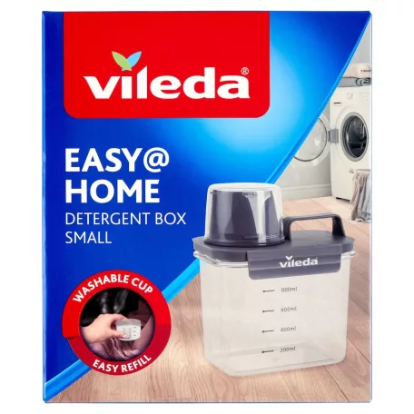 Vileda Easy Home 2 az 1-ben mosószer / mosópor tároló és adagoló doboz készlet 1100 ml (kicsi) + 2300 ml (nagy) tartály szett 150 ml adagoló kupakkal