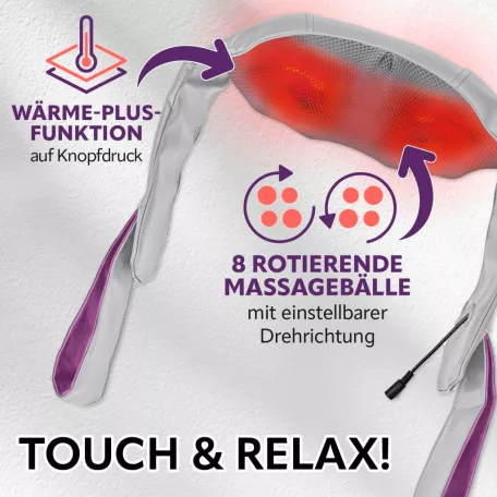VITALmaxx 15377 Shiatsu Neck Massager, univerzális Shiatsu masszírozó, elektromos nyakmasszírozó infravörös fűtéssel 24W