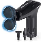 VITALmaxx 14542 DUO Mini Massage Gun masszázspisztoly, akkus, vezeték nélküli masszírozó pisztoly 4-féle cserélhető fejjel, 6 fokozattal fekete színben, 3200 impulzus / perc