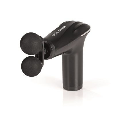 VITALmaxx 14542 DUO Mini Massage Gun masszázspisztoly, akkus, vezeték nélküli masszírozó pisztoly 4-féle cserélhető fejjel, 6 fokozattal fekete színben, 3200 impulzus / perc