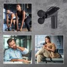 VITALmaxx 14542 DUO Mini Massage Gun masszázspisztoly, akkus, vezeték nélküli masszírozó pisztoly 4-féle cserélhető fejjel, 6 fokozattal fekete színben, 3200 impulzus / perc