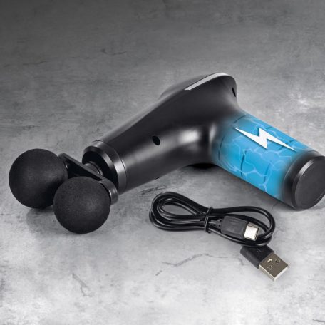 VITALmaxx 14542 DUO Mini Massage Gun masszázspisztoly, akkus, vezeték nélküli masszírozó pisztoly 4-féle cserélhető fejjel, 6 fokozattal fekete színben, 3200 impulzus / perc