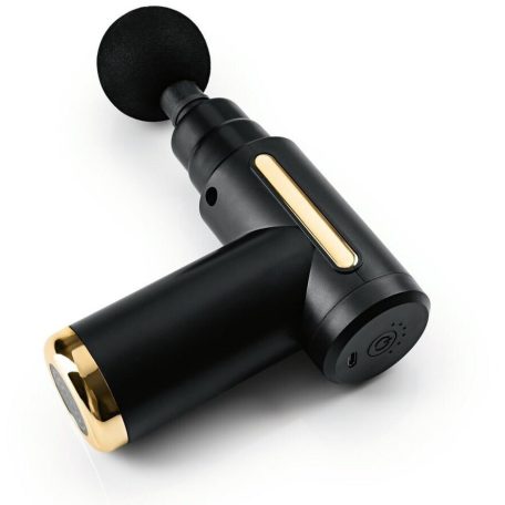 VITALmaxx 15359 GOLD Mini Massage Gun masszázspisztoly, akkus, vezeték nélküli masszírozó pisztoly 4-féle cserélhető fejjel, 6 fokozat, 1800-3200 impulzus, fekete-arany
