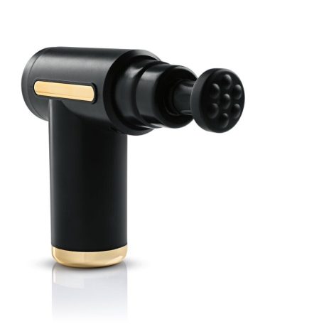 VITALmaxx 15359 GOLD Mini Massage Gun masszázspisztoly, akkus, vezeték nélküli masszírozó pisztoly 4-féle cserélhető fejjel, 6 fokozat, 1800-3200 impulzus, fekete-arany