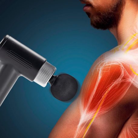 VITALmaxx Mini Massage Gun masszázspisztoly, akkus, vezeték nélküli masszírozó pisztoly 4-féle cserélhető fejjel, 6 fokozattal fekete színben, 2060 impulzus / perc (487611)