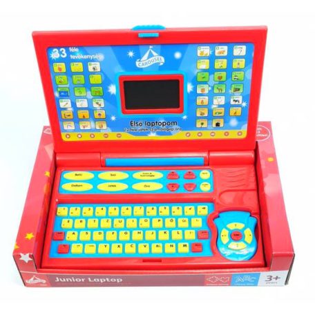 GWIC / Carousel V-852 Junior laptop - piros, magyarul beszélő LCD kijelzős gyermek laptop, oktató foglalkoztató játék kihúzható egérrel