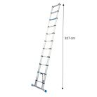 WorkZone 11 fokú teleszkópos, összecsukható alumínium létra, támasztólétra, 83 cm - 327 cm között állítható alulétra 150 kg teherbírással, 4 méteres munkamagassággal (842666)