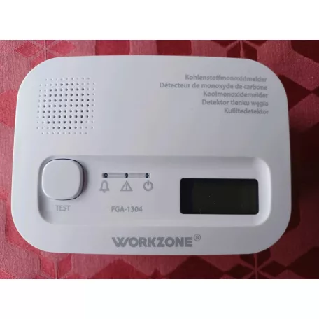 WorkZone FGA-1304 / FGA 13041 elemes CO érzékelő, szén-monoxid riasztó (10 év élettartamú szenzorral)