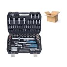 HIÁNYOS WorkZone / ParkSide Mixed Socket Set 93 részes 1/4" - 1/2" 4 - 32 mm CR-V dugókulcs és bit készlet, racsnis krovakészlet kofferben