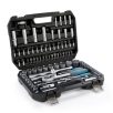   HIÁNYOS WorkZone / ParkSide Mixed Socket Set 93 részes 1/4" - 1/2" 4 - 32 mm CR-V dugókulcs és bit készlet, racsnis krovakészlet kofferben
