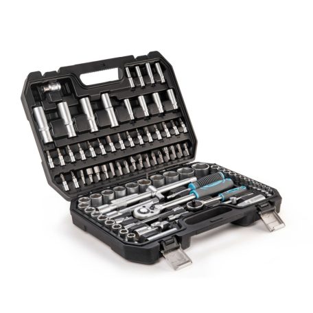 WorkZone / ParkSide Mixed Socket Set 94 részes 1/4" - 1/2" 4 - 32 mm CR-V dugókulcs és bit készlet, racsnis krovakészlet kofferben
