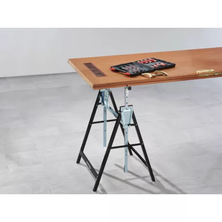 WorkZone / ParkSide 80 - 130 cm állítható magasságú fém bak, asztalosbak, ácsbak, vasbak, 648 mm alátámasztó bak 200 kg teherbírással