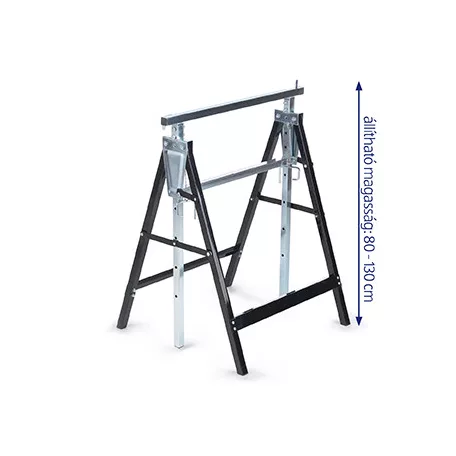 WorkZone / ParkSide DUO 80 - 130 cm állítható magasságú fém bak pár, 2 db asztalosbak, ácsbak, vasbak, 648 mm alátámasztó bak