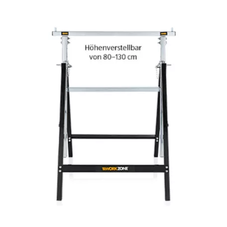 WorkZone / ParkSide DUO 80 - 130 cm állítható magasságú fém bak pár, 2 db asztalosbak, ácsbak, vasbak, 648 mm alátámasztó bak