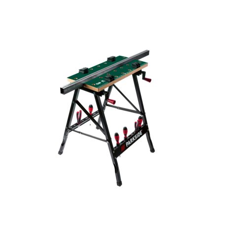 ParkSide / WorkZone összecsukható munkapad 150 kg teherbírással, 60 x 79 x 63 cm univerzális satupad, műhely munkaasztal (Workbench)