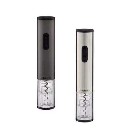 Ambiano W-021 inox  / antracit elektromos dugóhúzó / bornyító készlet, nemesacél palacknyitó fóliavágóval, kiöntővel és vákuumdugóval