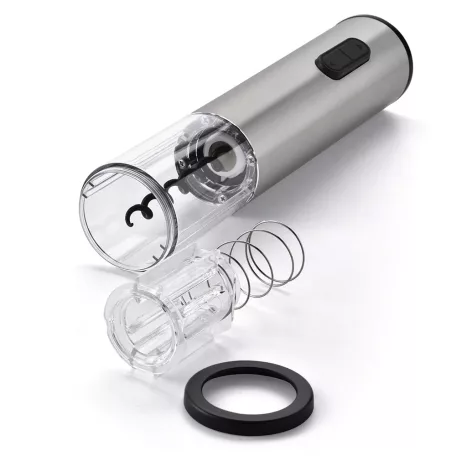 Ambiano W-021 inox  / antracit elektromos dugóhúzó / bornyító készlet, nemesacél palacknyitó fóliavágóval, kiöntővel és vákuumdugóval