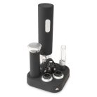 Ambiano W-024 SZETT fekete-ezüst / fekete-arany elektromos dugóhúzó / bornyító készlet fóliavágóval, kiöntővel, vákuumpumpával és 2 db vákuumdugóval, praktikus tároló állványon