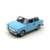  Welly 24037WBL 1:24 15cm kétütemű Trabant 601 kék 2T Trabi fém modell autó fehér tetővel, nyitható motorháztetővel