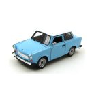 Welly 24037WBL 1:24 15cm kétütemű Trabant 601 kék 2T Trabi fém modell autó fehér tetővel, nyitható motorháztetővel