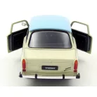 Welly NEX 24037S-W 1:24 15 cm kétütemű Trabant 601 kék tetős fehér (törtfehér, vajszínű, Papyrus, Papyrusweiß) 2T Trabi fém modell autó kék tetővel, nyitható motorháztetővel