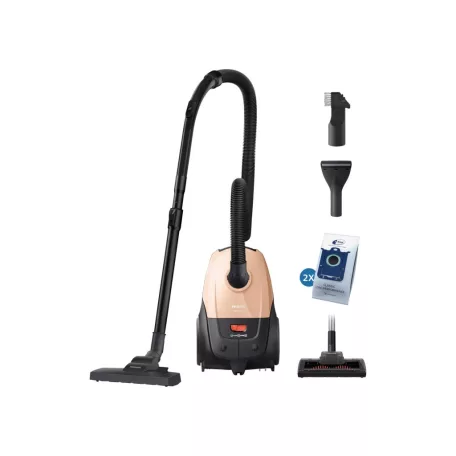 Philips XD2152/22 porzsákos 800W porszívó, padlóporszívó HEPA filterrel és Super Turbo szőnyegkefével, arany színű