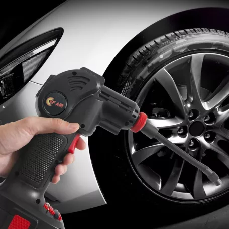 XF Air 11.1V 1400 mAh akkumulátoros és szivargyújtós akkus kompresszor készlet akkuval, töltővel, szivargyújtó csatlakozással 7.9 bar / 115 PSI