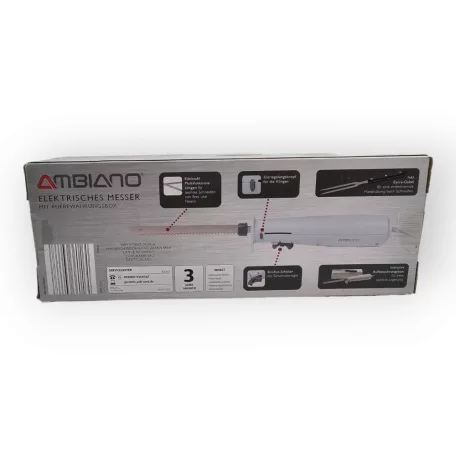 Ambiano 120W 18 cm elektromos kés, szeletelő kés tartozék villával, praktikus tároló dobozban (XJ-15411G)