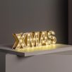   Decorative Lightning 38 cm natúr fa elemes, világító LED-es XMAS felirat, karácsonyi dekoráció 25 db melegfehér LED-el