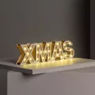 Decorative Lightning 38 cm natúr fa elemes, világító LED-es XMAS felirat, karácsonyi dekoráció 25 db melegfehér LED-el