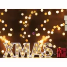 Decorative Lightning 38 cm natúr fa elemes, világító LED-es XMAS felirat, karácsonyi dekoráció 25 db melegfehér LED-el