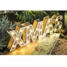 Decorative Lightning 38 cm natúr fa elemes, világító LED-es XMAS felirat, karácsonyi dekoráció 25 db melegfehér LED-el