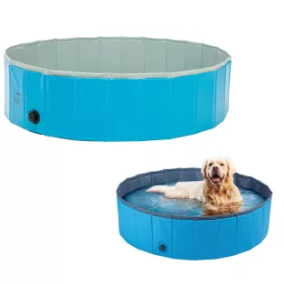   Zoofari / Piscine Dog Pool 120 x 30 cm összecsukható, hordozható merevfalú (nem felfújható) XL kutyamedence, kerti medence, fürdőmedence kutyáknak