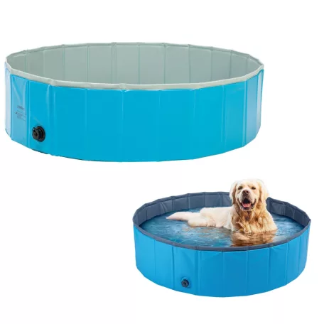 Zoofari / Piscine Dog Pool 120 x 30 cm összecsukható, hordozható merevfalú (nem felfújható) XL kutyamedence, kerti medence, fürdőmedence kutyáknak