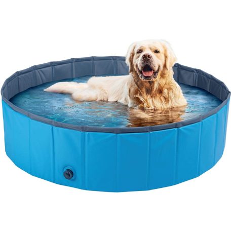 Zoofari Dog Pool 120 x 30 cm összecsukható, hordozható merevfalú (nem felfújható) XL kutyamedence, kerti medence, fürdőmedence kutyáknak