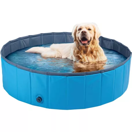 Zoofari / Piscine Dog Pool 120 x 30 cm összecsukható, hordozható merevfalú (nem felfújható) XL kutyamedence, kerti medence, fürdőmedence kutyáknak