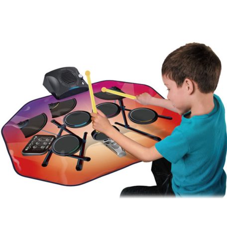 Zippy Mat elektronikus dobszőnyeg, elemes összehajtható játék dob készlet, zenélő szőnyeg, 2 ütővel, hangszóróval (Drum Kit Playmat)