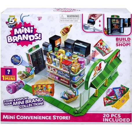 Zuru Toys Mini Store / Mini Shop 20 darabos kisbolt, mini szupermarket játék készlet kosárral, hűtővel, italadagolóval, és polcokkal (77206)