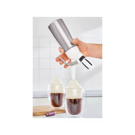 iSi Dessert Whip Mini 250 ml nemesacél habszifon, 0.25L tejszínhab szifon 1 db patronnal, tisztító készlettel