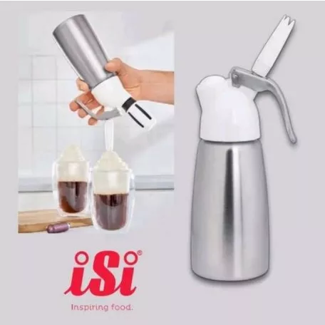 iSi Dessert Whip Mini 250 ml nemesacél habszifon, 0.25L tejszínhab szifon 1 db patronnal, tisztító készlettel